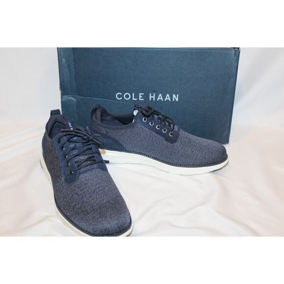 NIB Cole Haan Men's Grand Atlantic Knit Oxford Casual Sneakers Navy‎ Blue SZ 9 - Picture 3 of 7